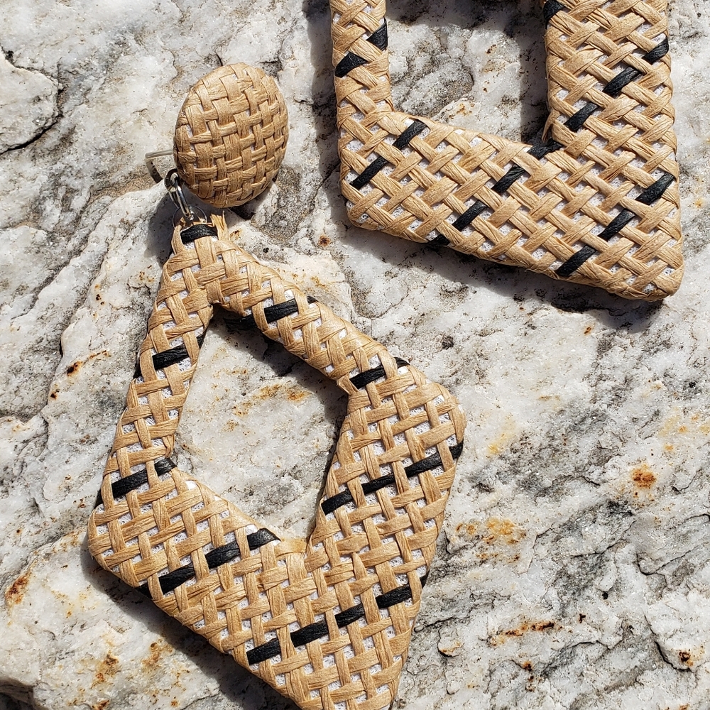 Wicker style wrapped earrings